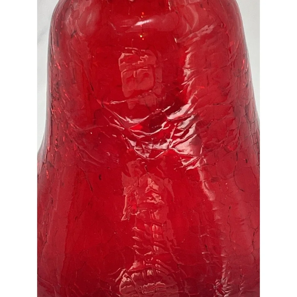Ruby Red Crackle Glass Pitcher w/Clear Handle  Handmade Small 4.5